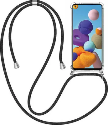 Image de Housse de portable adaptée au Samsung Galaxy A21
avec chaîne de téléphone et pare-chocs - TPU Backcover antichoc avec bande -
Smartphonica