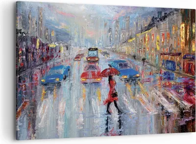 Produktbild von Bild auf Leinwand - Leinwandbild - Einteilig - Acryl Stadt Regen - 100x70cm - Wand Bild - Wanddeko - Wandbilder - Leinwanddruck - Bilder - Wanddekoration - Leinwand bilder - Wandbild - AA100x70-4251