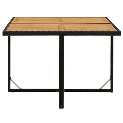 Image de vidaXL Table de jardin noire 109x107x74cm Poly rotin bois massif acacia