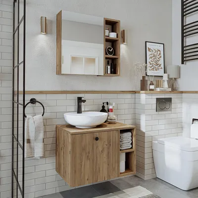 Produktbild von Roomart LOTUS-I-65 Badmöbel-Set 3-teilig 65 cm breit, Eiche