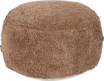 Produktbild von BELIANI Pouf Braun aus Baumwolle 50 x 35 cm Rund mit Griff Flauschig Weich Sitzhocker Bodenkissen für Wohnzimmer Schlafzimmer Kinderzimmer