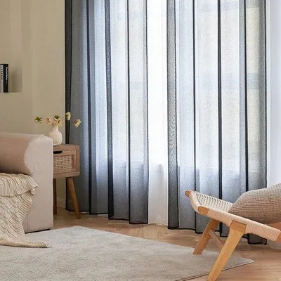 Productafbeelding van Famanu gordijn met ringen - Transparant - 260x140 cm - Zwart
