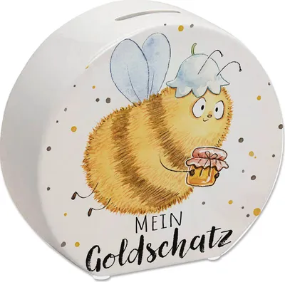 Produktbild von Pummel Biene Spardose mit Spruch Mein Goldschatz