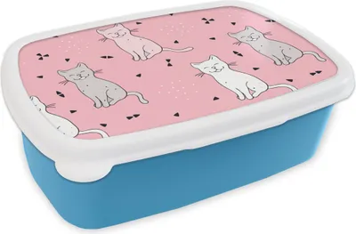 Produktbild von KitchenYeah® Lunchbox Brotzeit Brotdose 17x11 cm Katze - Haustiere - Mädchen - Design Kinder Brotzeitdose - Lunch - Kunststoff  - Brotbüchse - Sandwichbox - Lunchbox für Kinder
