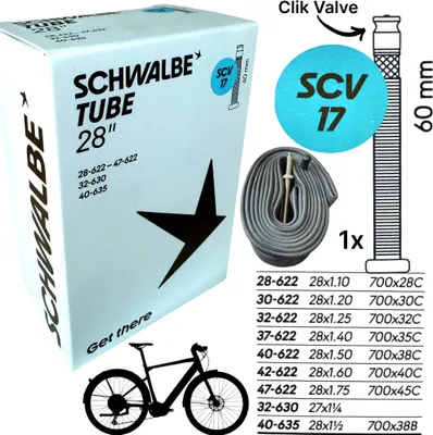 Produktbild von Schwalbe Road Fahrrad-Schlauch SCV 17 I 28" 1,1-1,75" 700x28C-45C Clik Valve Ventil 60mm
