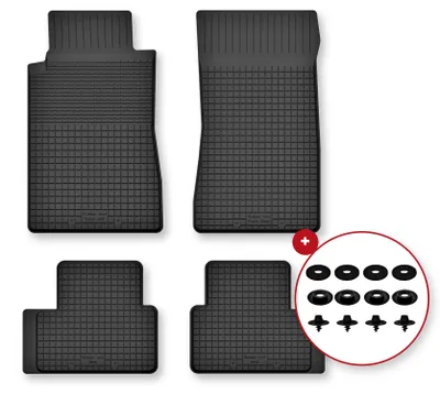 Image de Tapis de sol en caoutchouc pour Mercedes CLK W208 1997-2003 (coupé) – 4 pièces, noirs, semi-universel, adapté