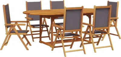Produktbild von vidaXL 7-tlg. Garten-Essgruppe Stoff und Massivholz Anthrazit