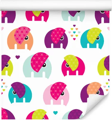 Produktbild von 10m VLIES TAPETE Rolle Kinderzimmer Wildtiere Elefanten Herzen Sterne XXL