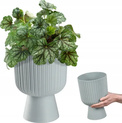 Produktbild von KADAX Blumentopf in Kelchform "Golem", aus Kunststoff, Pflanzgefäß, Pflanzschale, 18 cm, Grau