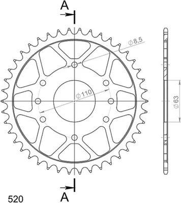 Immagine prodotto di In Acciaio Passo 520 - Z 45 Denti (Dis.71202)