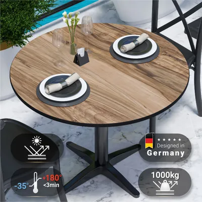 Produktbild von COMPACT | Gastro HPL Tischplatte | Ø 60 cm | Sheesham | Rund | Gastro HPL Tischplatte