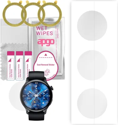 Produktbild von apgo 3 Stück Schutzfolie, klar, kompatibel mit Rubicon RNCF10 Smartwatch, Hydrogel Displayschutzfolie mit Positionierhilfe, Displayfolie, robust und kratzfest