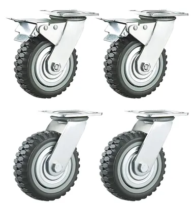 4 schwere Lenkrollen 200 mm mit Bremse, 360° drehbar, Tragkraft 1000 kg