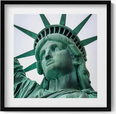 Produktbild von Freiheitsstatue New York USA– Wandbild mit Rahmen – Gerahmtes Bild  – Wanddekoration – 50x50 cm –  Schwarz Rahmen