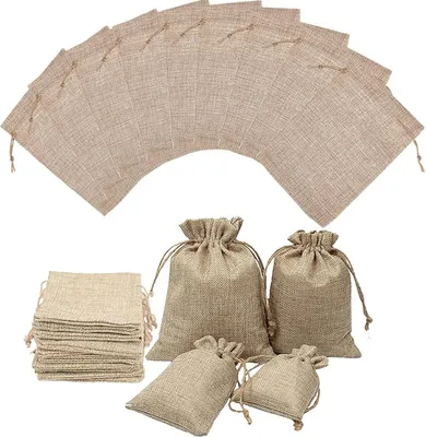Zdjęcie produktu dla Woreczek jutowy ze sznurkiem - 20 x 30 cm - do przechowywania biżuterii, kosmetyków, drobnych upominków i nie tylko
