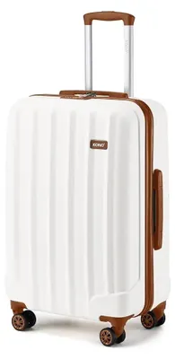 Image de Valise rigide sur roulettes - Coque en ABS légère - 4 roulettes - Serrure à combinaison - Taille L : 67 x 43,5 x 25,5 cm - Blanche