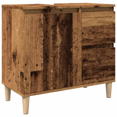 Image de Armoire lavabo vieux bois 65x33x60 cm bois d'ingénierie