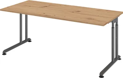 Produktbild von bümö Schreibtisch Serie-Z - Nachbildung: Asteiche, Gestell: Graphit, Größe:  180 x 80 cm