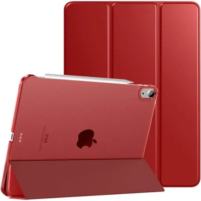 Immagine prodotto di Custodia protettiva per iPad Air 11 pollici M3/M2 2025/2024, iPad Air 5ª/4ª generazione da 10,9 pollici, colore rosso, retro trasparente, con funzione di auto-risveglio/sospensione