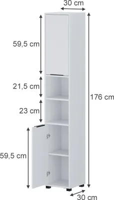 Obrázek produktu pro Koupelnová skříňka Vicco Alina Bílá 30 x 176 cm se 2 dveřmi, Model 59026