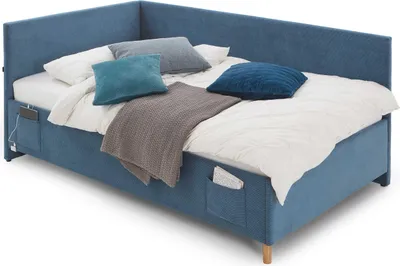 Produktbild von Kofferbett Cool | 90 x 200 cm | Mit Rückenlehne | Blaues Design