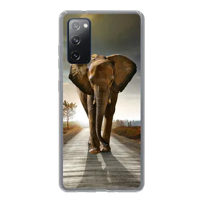 Produktbild von MuchoWow® Handyhülle Schutzhülle Hülle für Samsung Galaxy S20 FE Elefant - Straße - Tiere - Sonnenuntergang - Landschaft Silikon Softcase Handy Hülle - Abdeckung