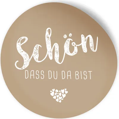 Produktbild von itenga 100x Sticker "Schön dass du da bist" latte macchiato braun