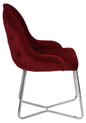 Produktbild von Roter Esszimmerstuhl Designer Küchenstuhl r Edelstahl Lehnstuhl