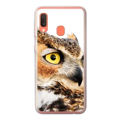 Produktbild von MuchoWow® Handyhülle Schutzhülle Hülle für Samsung Galaxy A20e Braune Eule mit weißem Hintergrund Silikon Softcase Handy Hülle - Abdeckung