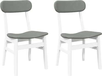 Produktbild von vidaXL Esszimmerstühle mit Kissen 2 Stk. Weiß Massivholz Gummibaum