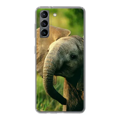 Produktbild von MuchoWow® Handyhülle Schutzhülle Hülle für Samsung Galaxy S21 Elefant - Grün - Tiere - Natur Silikon Softcase Handy Hülle - Softcase