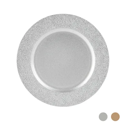 Produktbild von Argon Ta Einzelladegerät Platte - Dekorative Unter-Platte - Hammered Rand - 33cm - Silber