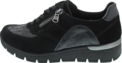 Zdjęcie produktu dla Waldläufer K buty damskie - wygodne sznurowane niskie buty czarne rekreacyjne NOWOŚĆ