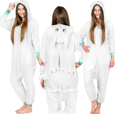 Obrázok produktu pre Biela pyžamová kombinéza Kigurumi s krídlami, jednodielna pyžamová kombinéza, tepláková súprava  M
