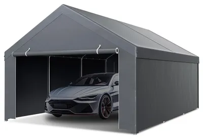 Obrázek produktu pro Garážový stan Vigevee 4x6 m, velký přístřešek s bočními stěnami, ochranná garáž z PE s pozinkovaným ocelovým rámem, přístřešek odolný proti povětrnostním vlivům pro SUV, vozidla a skladované zboží, šedý