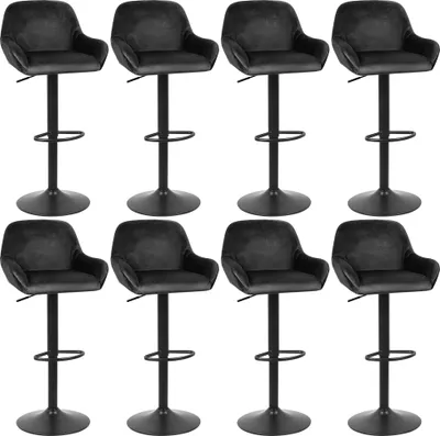 Produktbild von 8er Set Barhocker|-höhenverstellbar Hocker Barstuhl|Flanellhocker Schwarz
