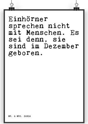 Produktbild von Mr. & Mrs. Panda Bild Einhörner sprechen nicht mit... DIN A5 - Weiß - Geschenk, wanddeko, Kunstdruck, Spruch Sprüche Weisheiten Zitate Lustig Weisheit Worte, Wandbild