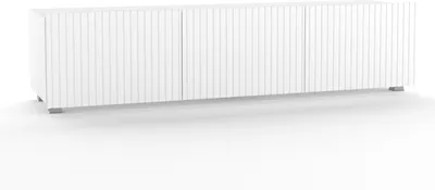 Produktbild von TV-Schrank KOLDER KL-02 mit 3 Türen Fernsehschrank 150 cm Fernsehtisch Lowboard Wohnzimmer Schrank Grifflos SoftClose Modern (Weiß Matt)