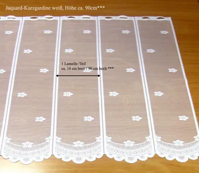 Produktbild von 1 Teil / Lamelle Kurzgardine mit Stangendurchzug weiß 14,0 x 90,0 cm (B/H)