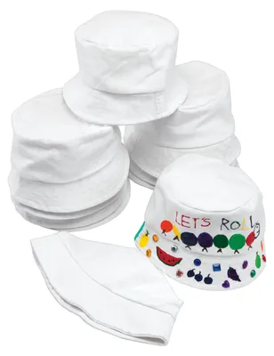 Image de Décorez votre propre chapeau de pêcheur en toile, lot de 10