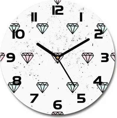Produktbild von Wanduhr aus Glas 30fi Glasbild Glasuhr Gehärtetes Glas - schwarze-zeiger - diamonds