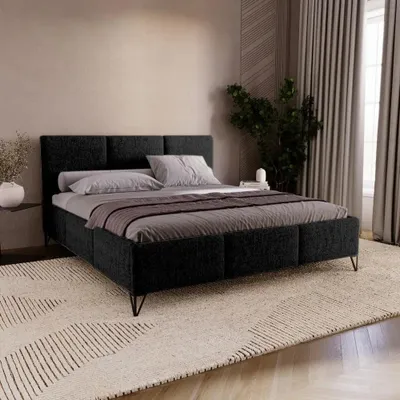 Produktbild von Chilly Möbel Design Modero Polsterbett 160×200 – Neve Strukturstoff, mit Stauraum & Lattenrost Holzrahmen Schwarz
