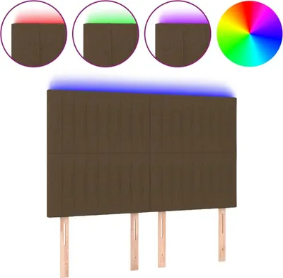 Produktbild von vidaXL LED Kopfteil Dunkelbraun 144x5x118/128 cm Stoff