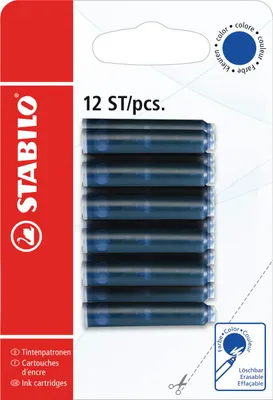 Produktbild von Tintenpatrone zum Nachfüllen - STABILO Refill - 12er Pack - blau (löschbar)