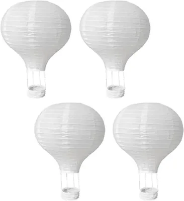 Zdjęcie produktu dla Lampion w kształcie balonu na ogrzane powietrze, biały, średnica 25 cm, idealny na wesela