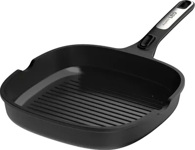 Produktbild von BergHOFF Leo Grillpfanne, 26 cm, viereckig, induktion, recyceltes Aluminium, keramische Antihaftbeschichtung, Cool-Touch-Griff, PFAS-frei, schwarz