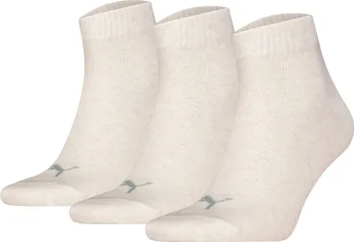 Produktbild von PUMA Unisex Quartersocken, 3er Pack - Quarter Plain 3P, Logo, einfarbig Weiß (Oatmeal) 43-46