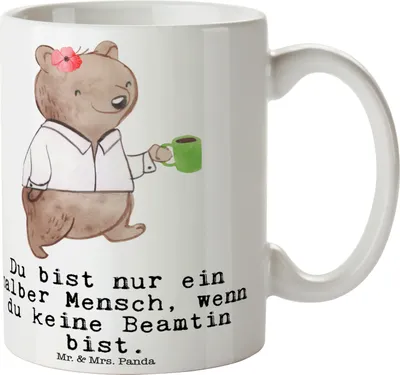 Produktbild von Mr. & Mrs. Panda Kaffeebecher Beamtin Herz - Weiß - Geschenk, Öffentlicher Dienst, Becher, Tasse, Beamte, Studium, Kaffeetasse, Keramiktasse, Jubiläum, mit Spruch