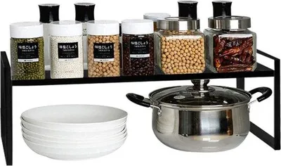 Produktbild von Famanu Küchenregal erweiterbar, platzsparend und faltbar - Schwarz, S