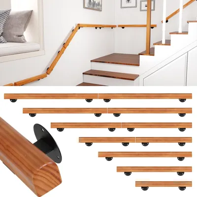 Produktbild von Jayseuw Buche Handlauf 200cm Geländer Handlaufträger Hauseingang Wandhalter Stufe